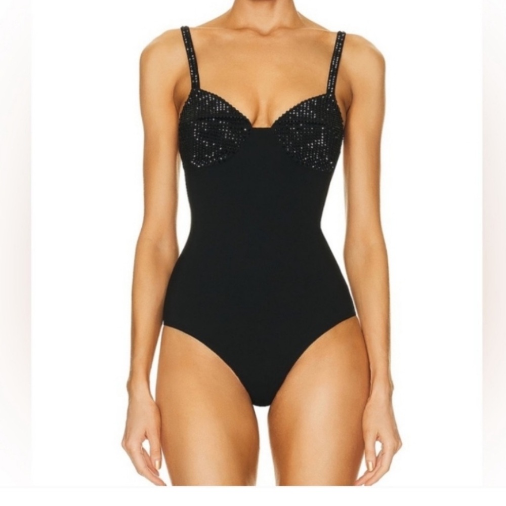 Area Stylish Black Sequin Bodysuit